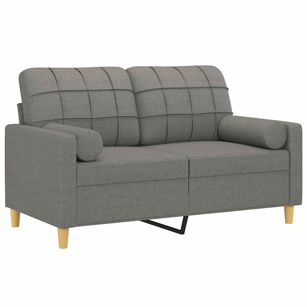 2-Seater Sofa with Pillows&Cushions Dark Grey 120 cm Fabric