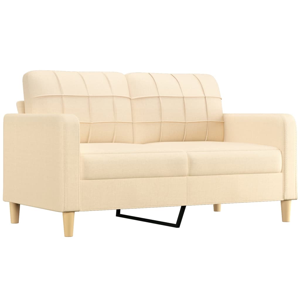 2-Seater Sofa with Pillows&Cushions Cream 140 cm Fabric