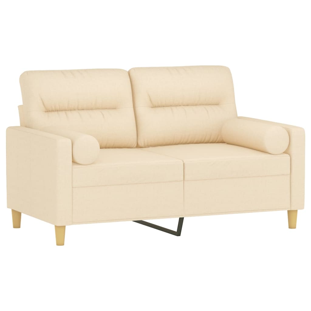 2-Seater Sofa with Pillows&Cushions Cream 120 cm Fabric