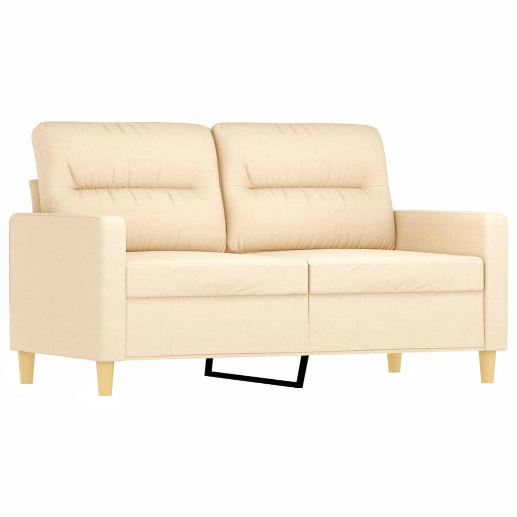 2-Seater Sofa with Pillows&Cushions Cream 120 cm Fabric