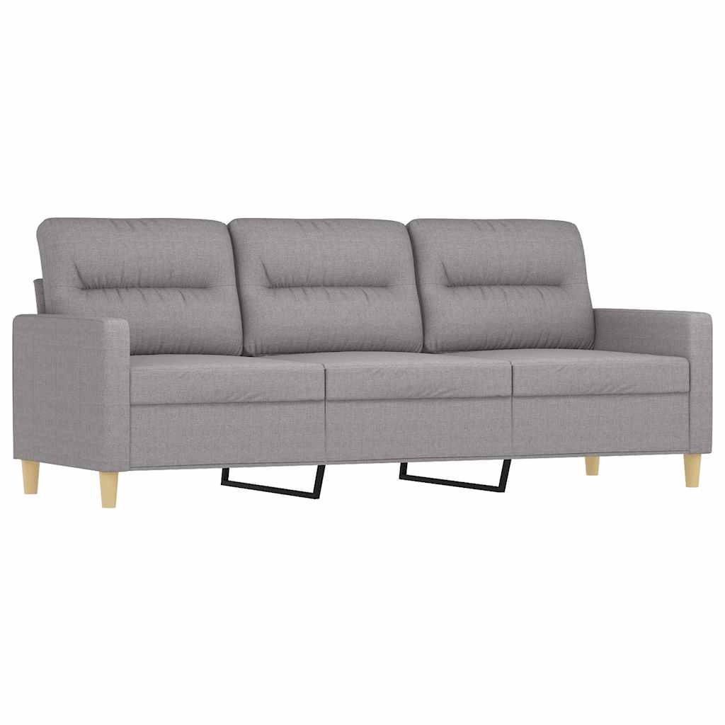 3-Seater Sofa with Pillows&Cushions Light Grey 180 cm Fabric