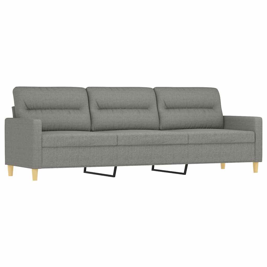 3-Seater Sofa with Pillows&Cushions Dark Grey 210 cm Fabric