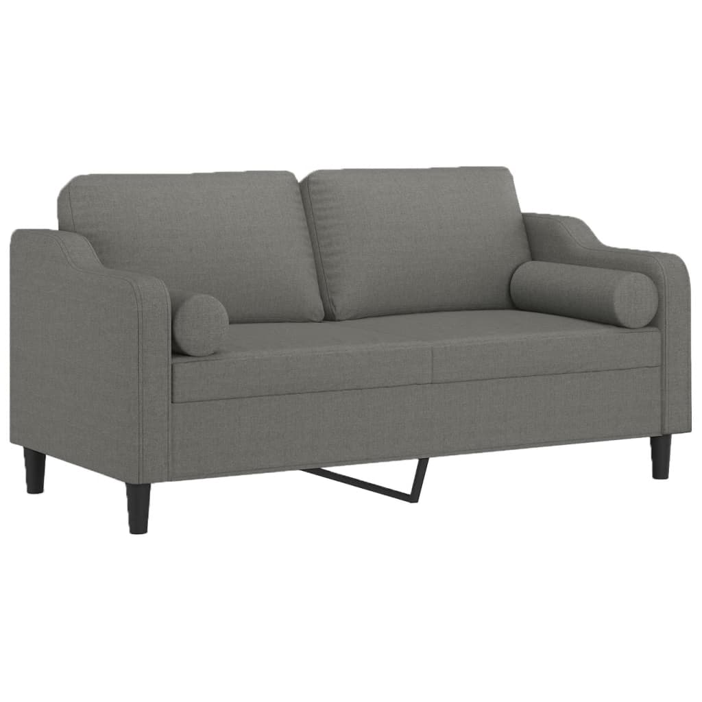 2-Seater Sofa with Pillows&Cushions Dark Grey 140 cm Fabric
