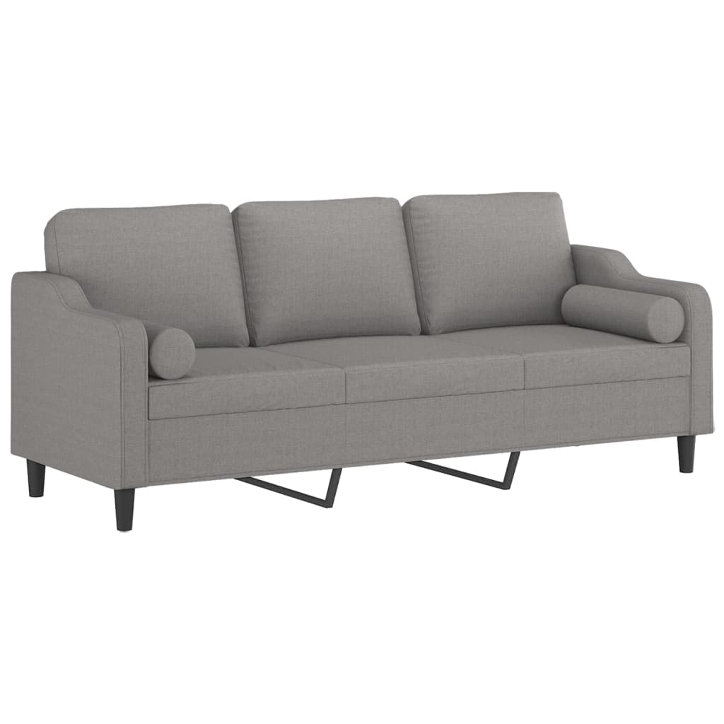 3-Seater Sofa with Pillows&Cushions Light Grey 210 cm Fabric