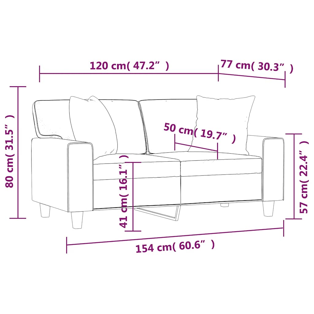 2-Seater Sofa with Pillows&Cushions Black 120 cm Faux Leather