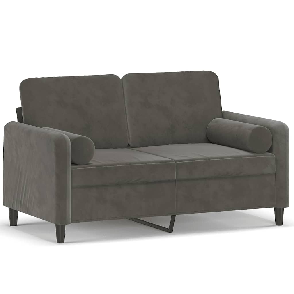 2-Seater Sofa with Pillows&Cushions Dark Grey 120 cm Velvet