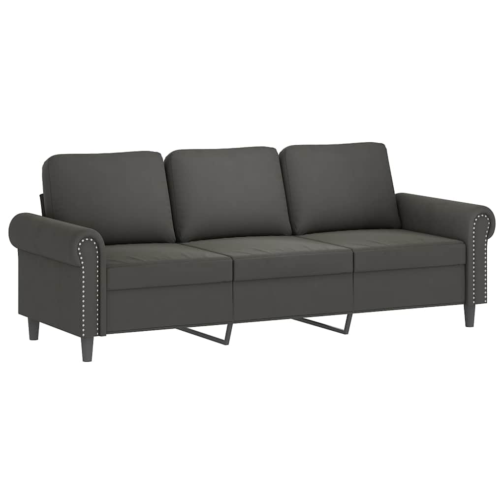 3-Seater Sofa with Pillows&Cushions Dark Grey 180 cm Velvet