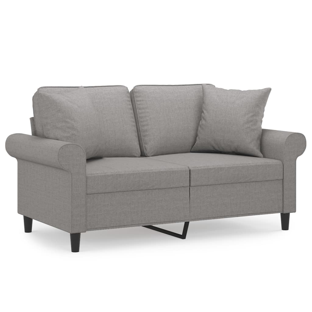 2-Seater Sofa with Pillows&Cushions Light Grey 120 cm Fabric