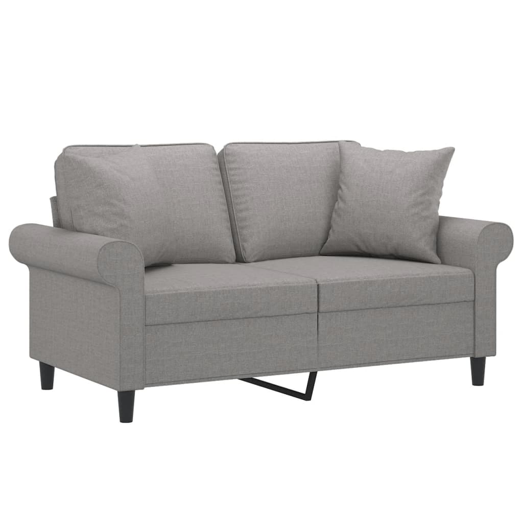 2-Seater Sofa with Pillows&Cushions Light Grey 120 cm Fabric