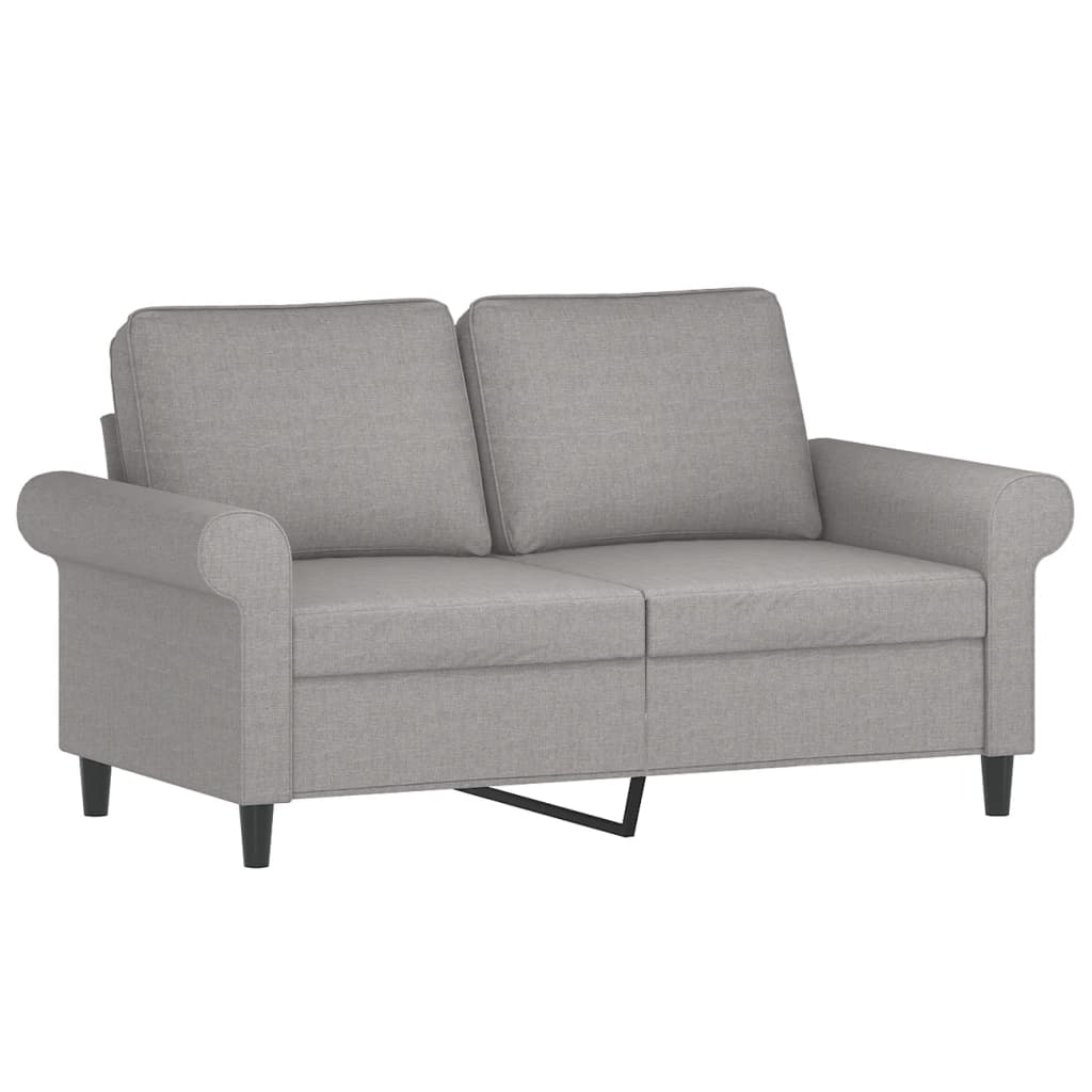 2-Seater Sofa with Pillows&Cushions Light Grey 120 cm Fabric