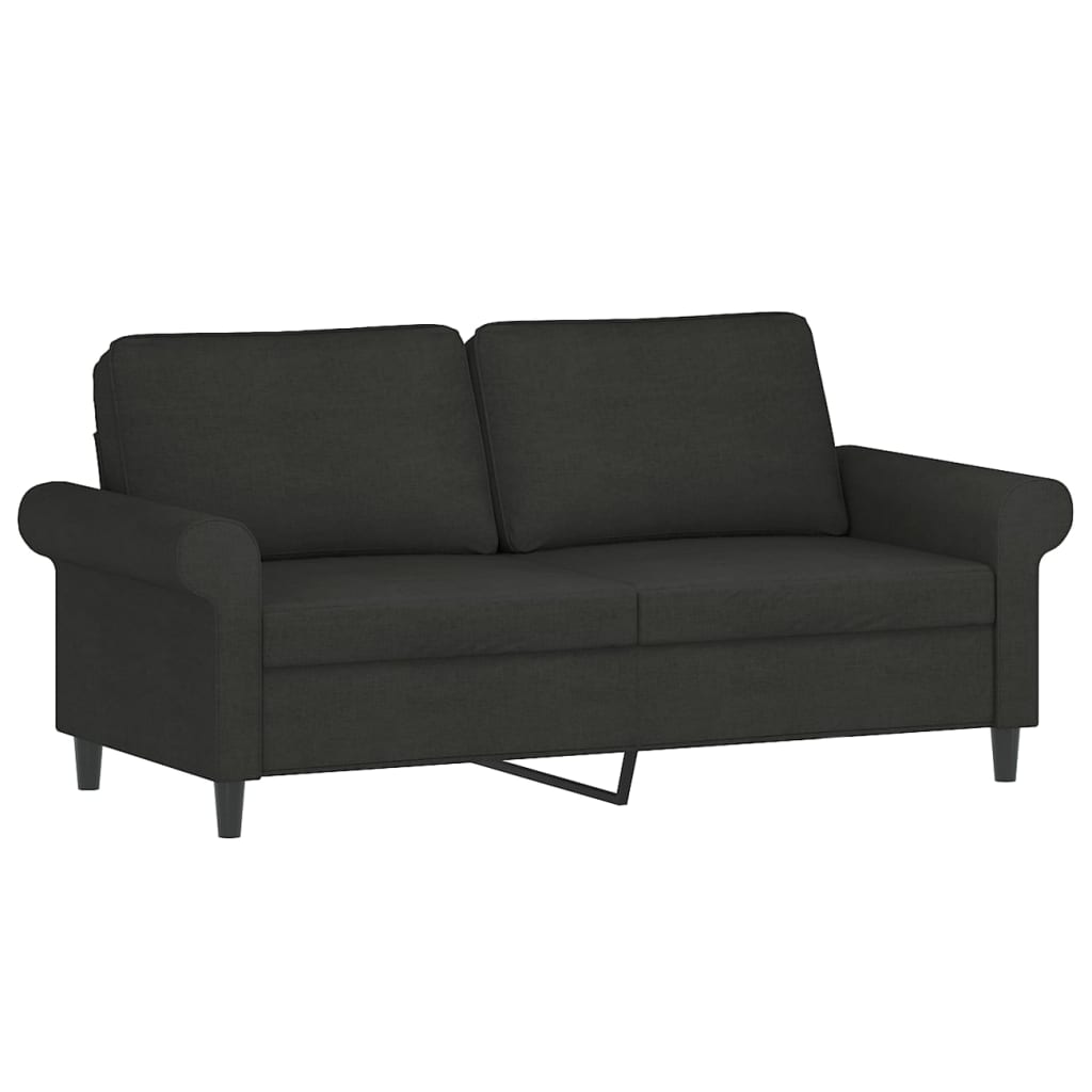 2-Seater Sofa with Pillows&Cushions Black 140 cm Fabric
