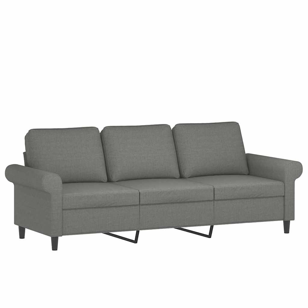 3-Seater Sofa with Pillows&Cushions Dark Grey 180 cm Fabric