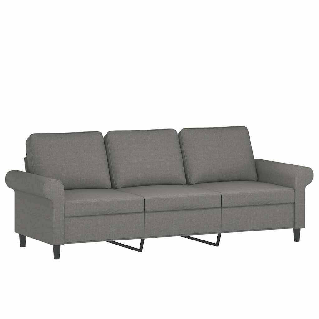 3-Seater Sofa with Pillows&Cushions Dark Grey 180 cm Fabric