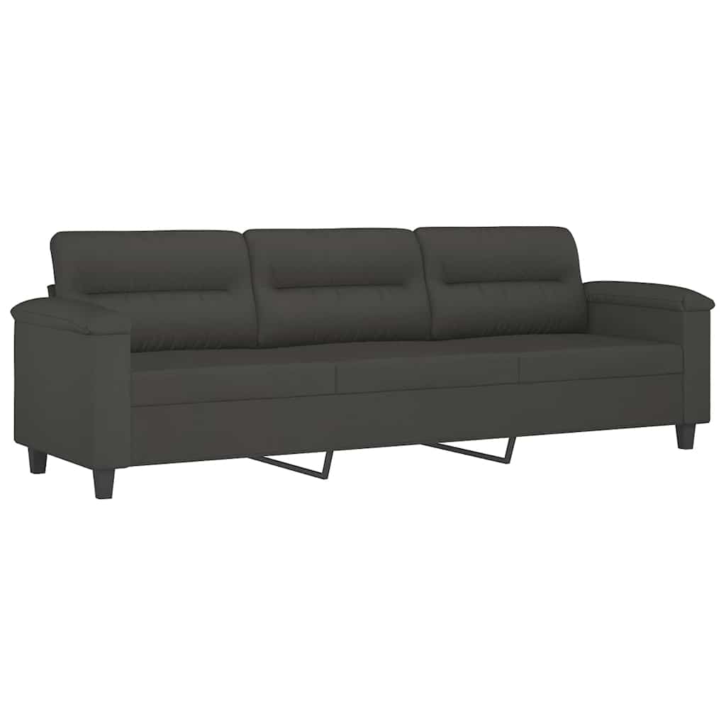 3-Seater Sofa with Pillows&Cushions Dark Grey 210 cm Microfibre Fabric