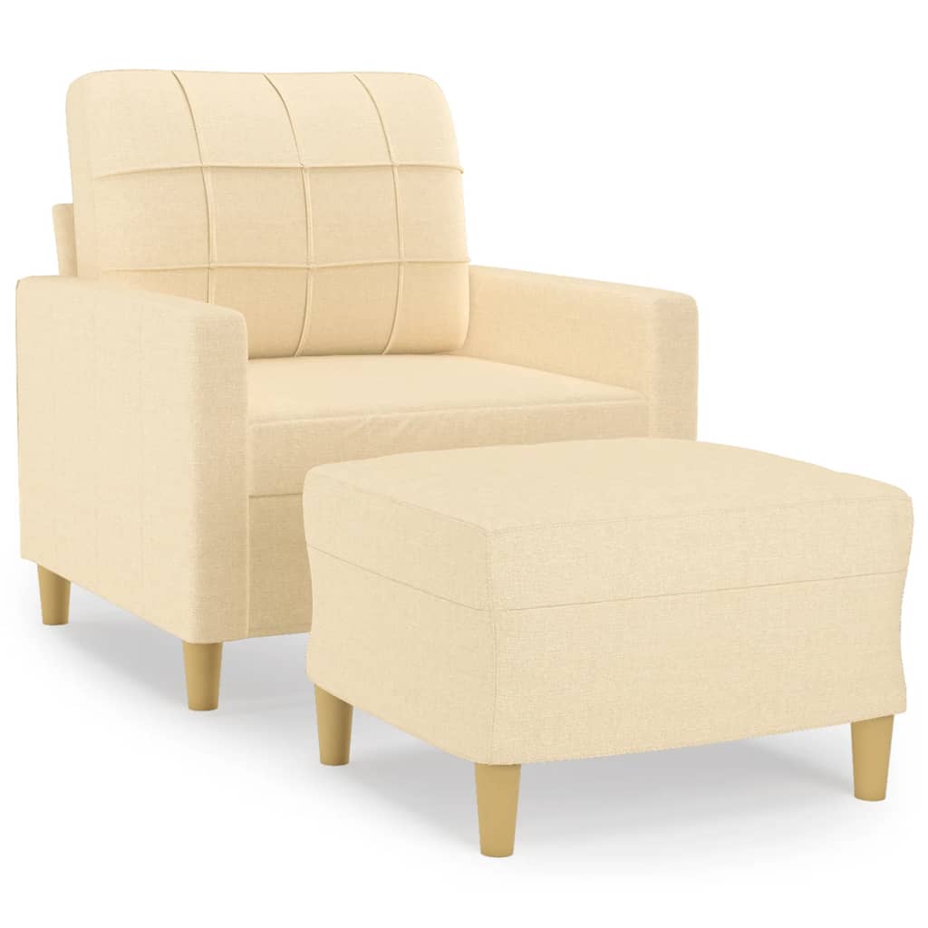 Sofa Chair with Footstool Cream 60 cm Fabric