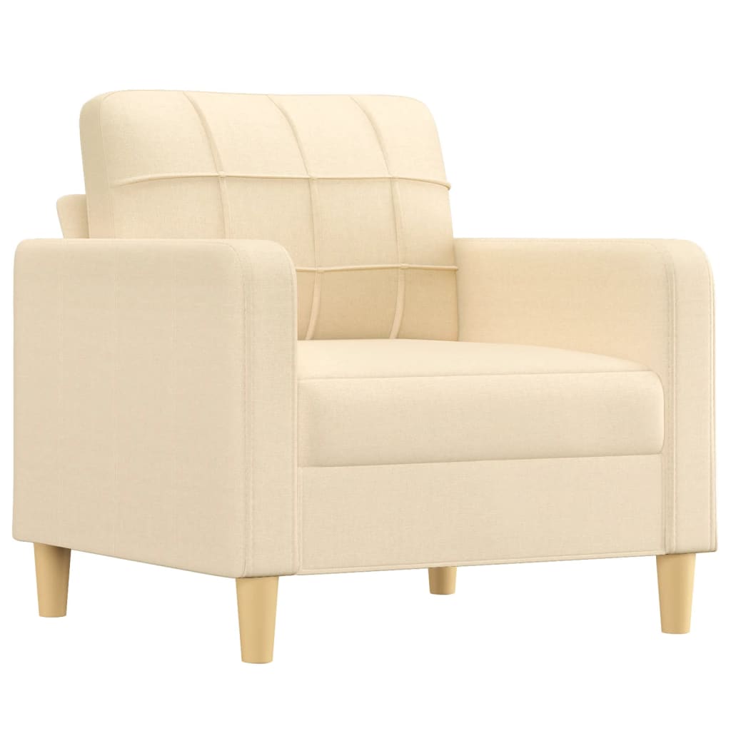 Sofa Chair with Footstool Cream 60 cm Fabric