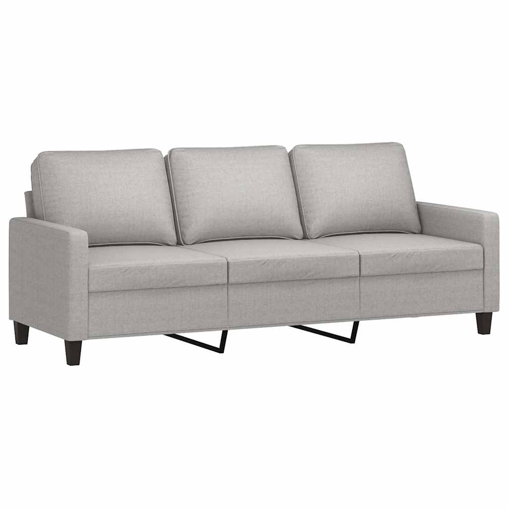 3-Seater sofa with footstool Light Grey 180 cm Fabric