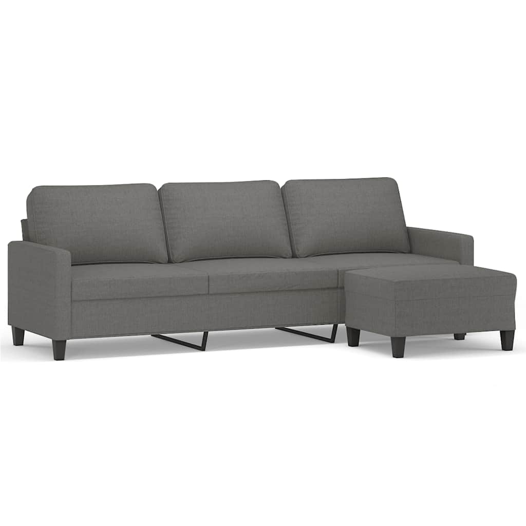 3-Seater Sofa with Footstool Dark Grey 210 cm Fabric