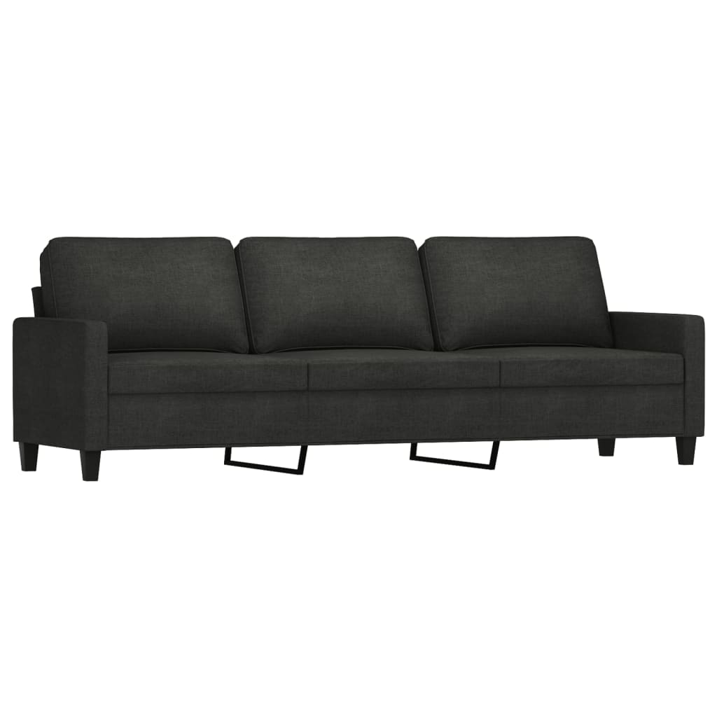 3-Seater Sofa with Footstool Black 210 cm Fabric