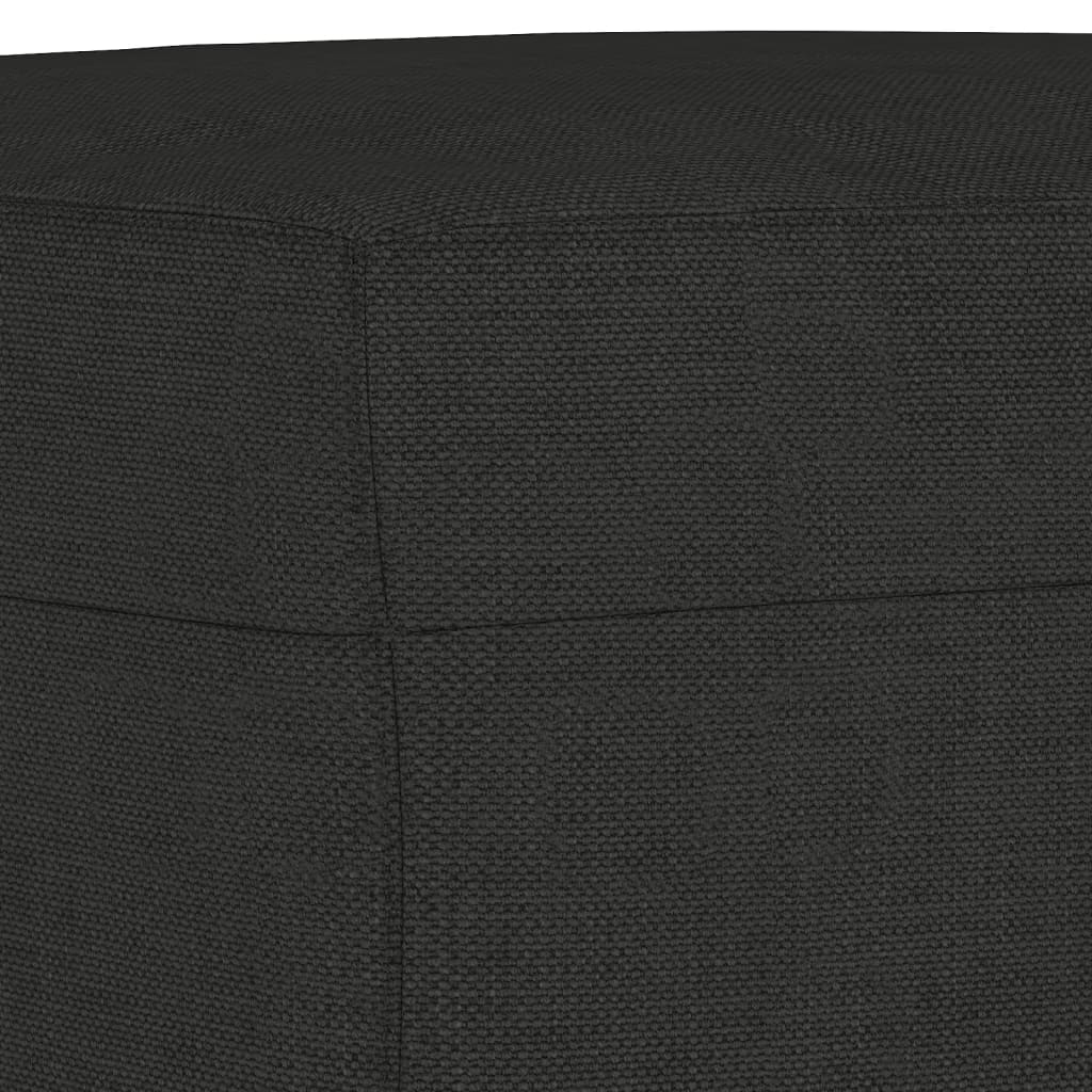 3-Seater Sofa with Footstool Black 210 cm Fabric