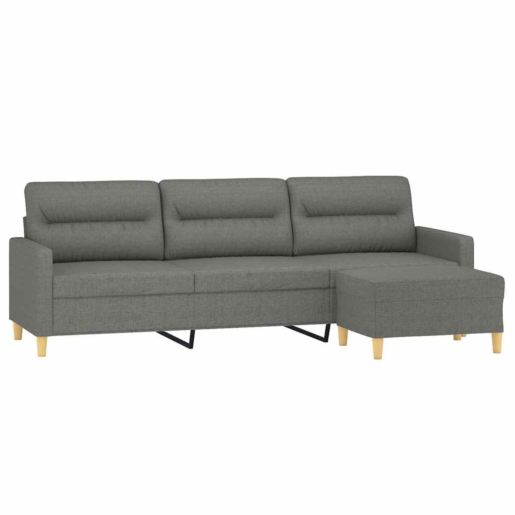 3-Seater Sofa with Footstool Dark Grey 210 cm Fabric