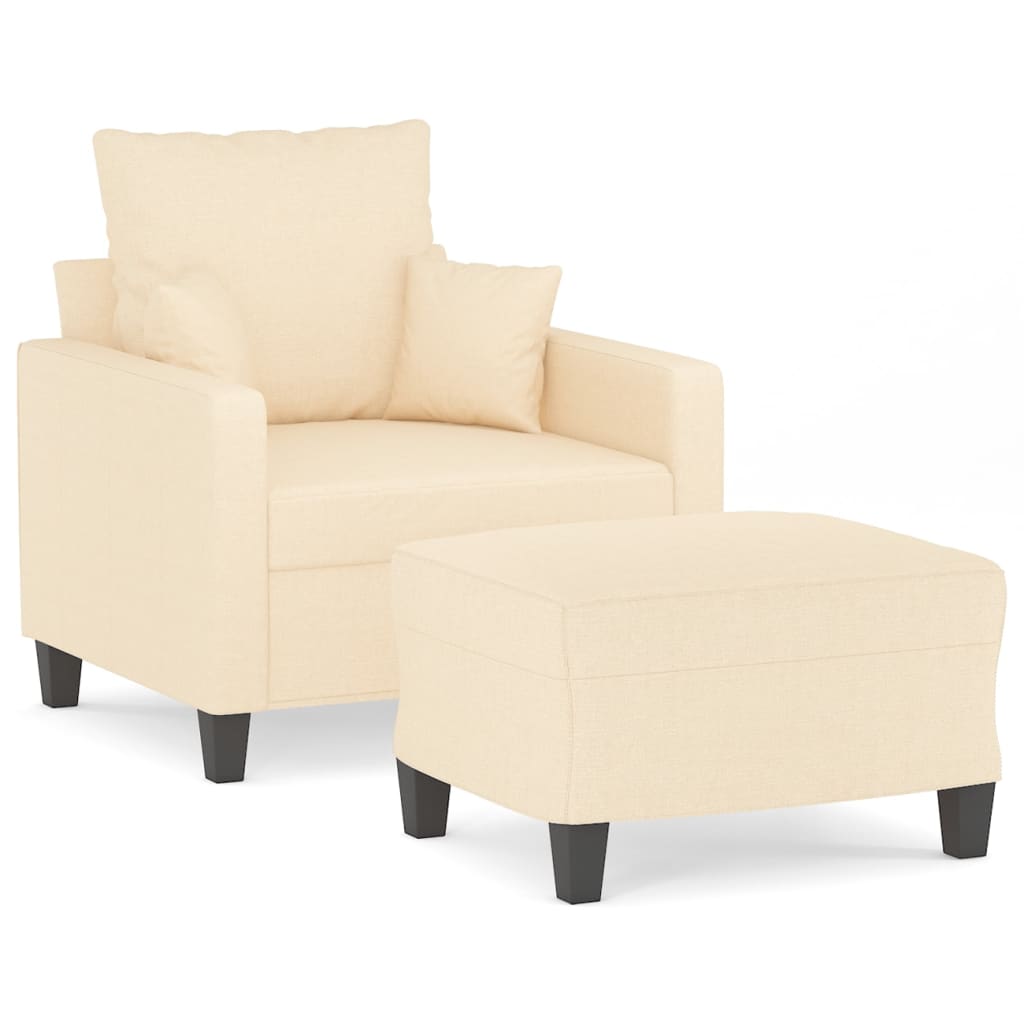 Sofa Chair with Footstool Cream 60 cm Fabric