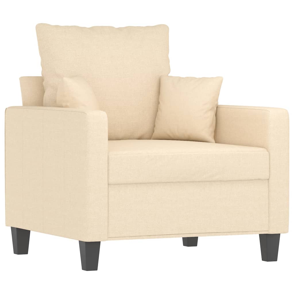 Sofa Chair with Footstool Cream 60 cm Fabric
