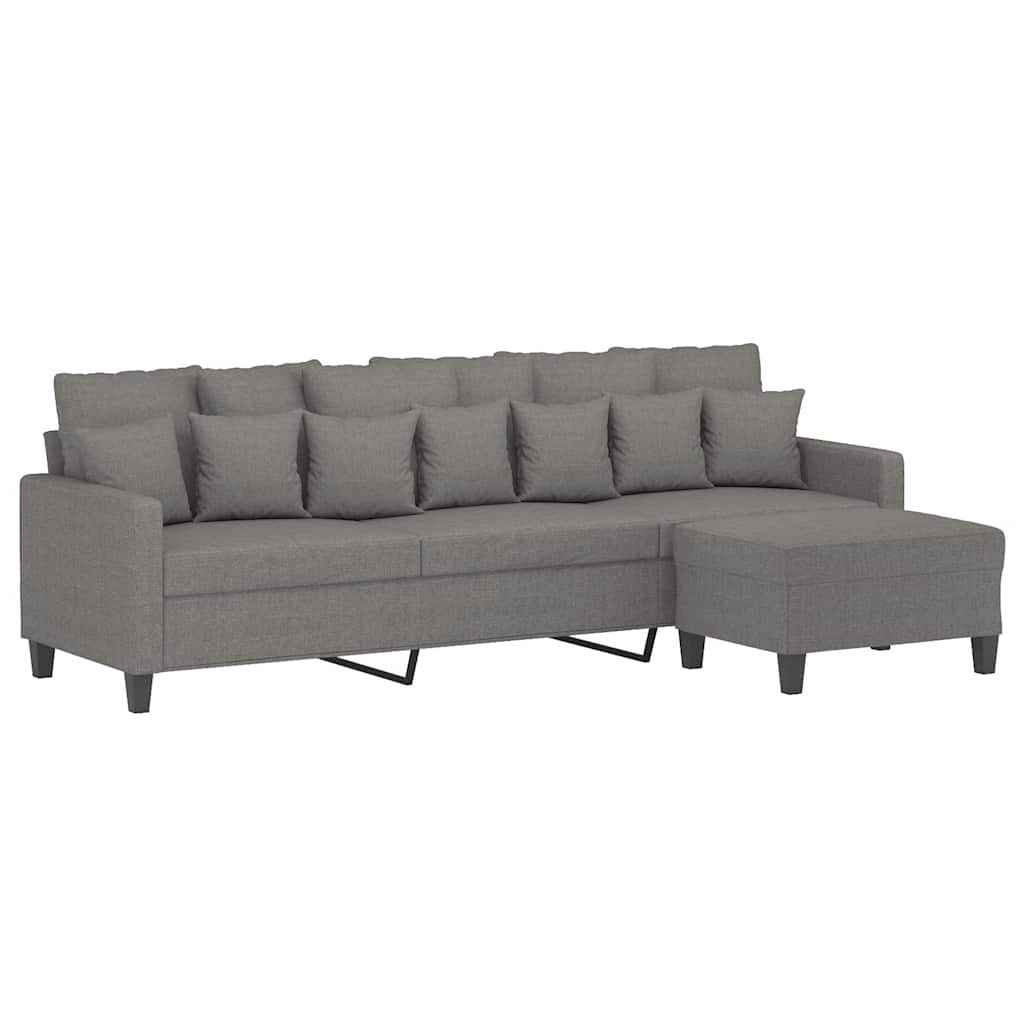 3-Seater Sofa with Footstool Dark Grey 210 cm Fabric