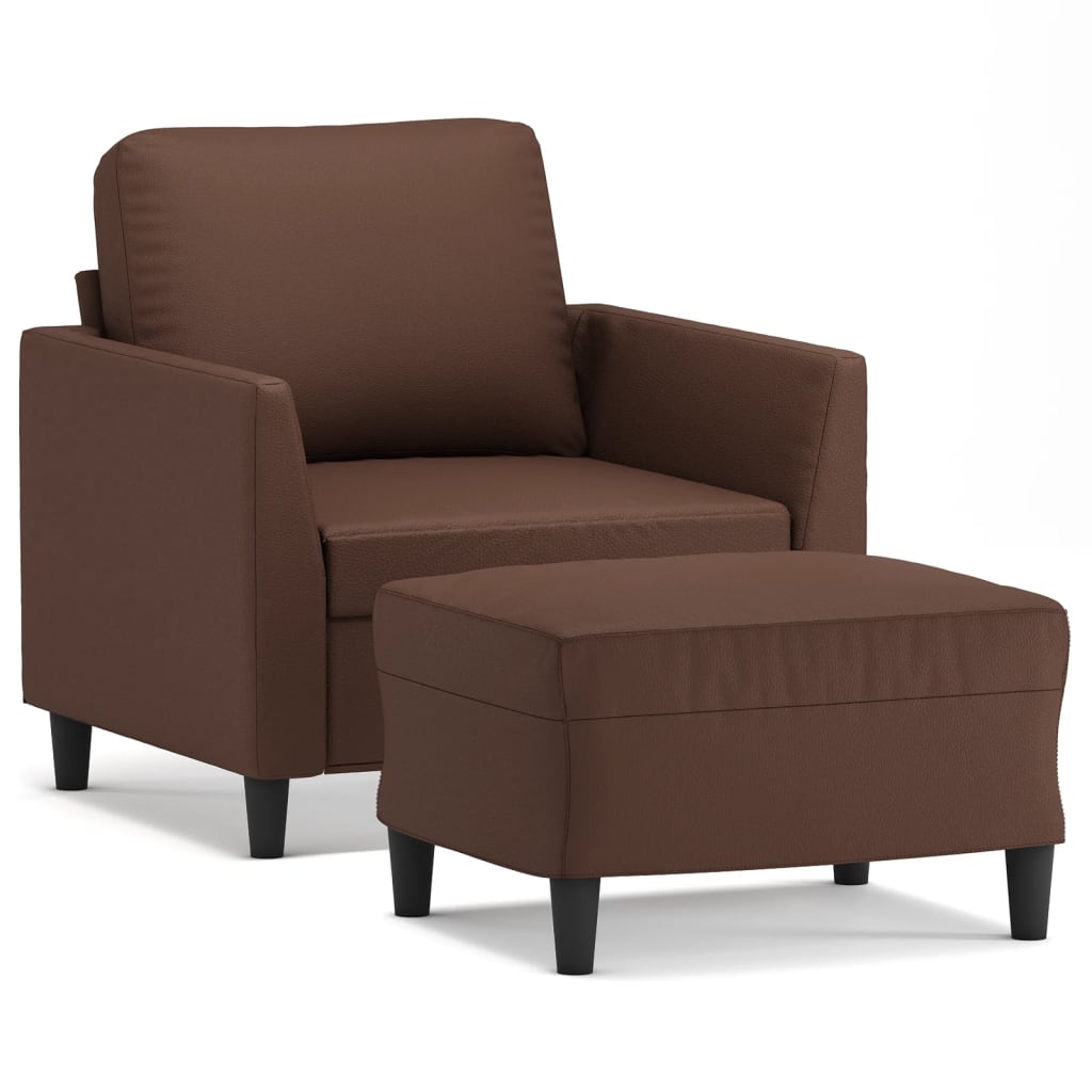 Sofa Chair with Footstool Brown 60 cm Faux Leather