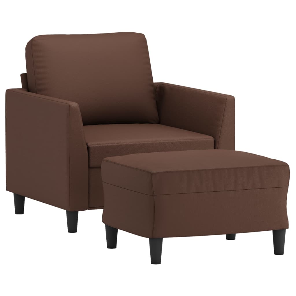Sofa Chair with Footstool Brown 60 cm Faux Leather