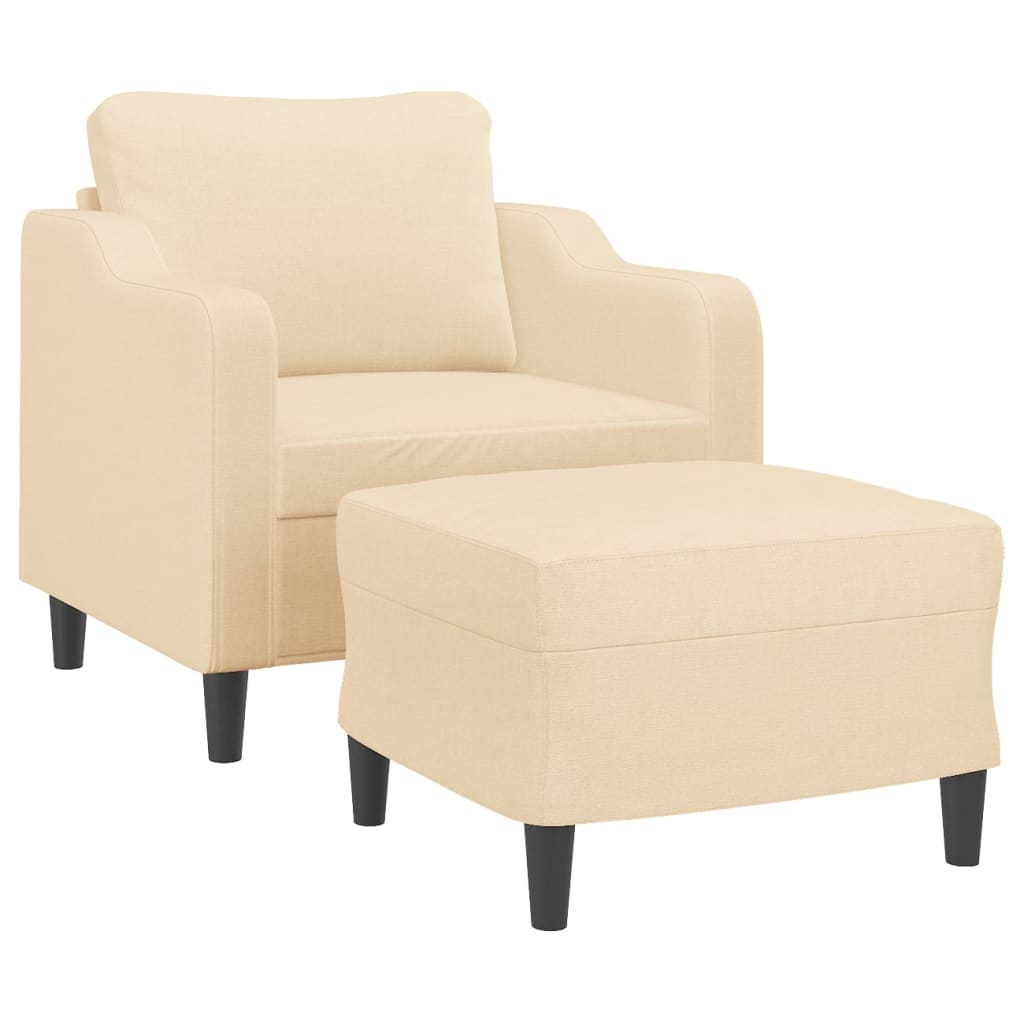 Sofa Chair with Footstool Cream 60 cm Fabric