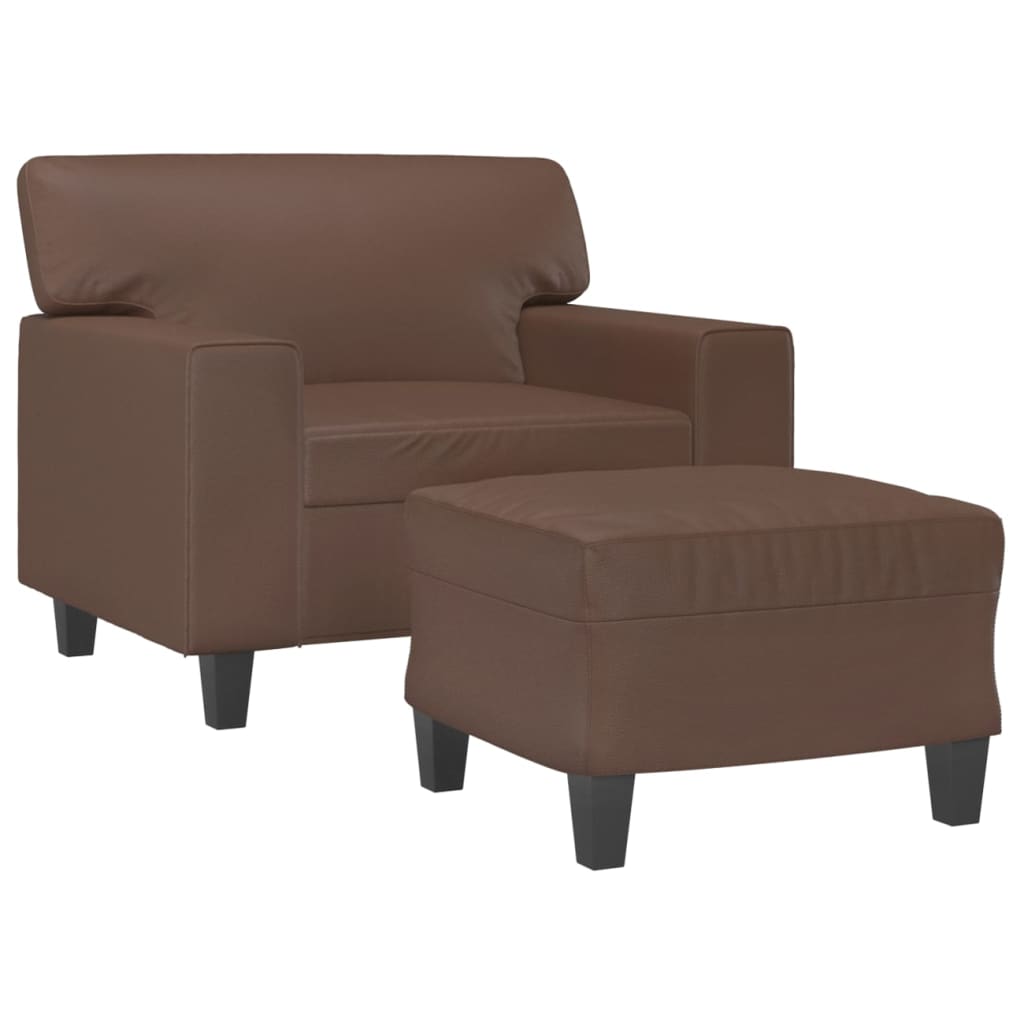 Sofa Chair with Footstool Brown 60 cm Faux Leather