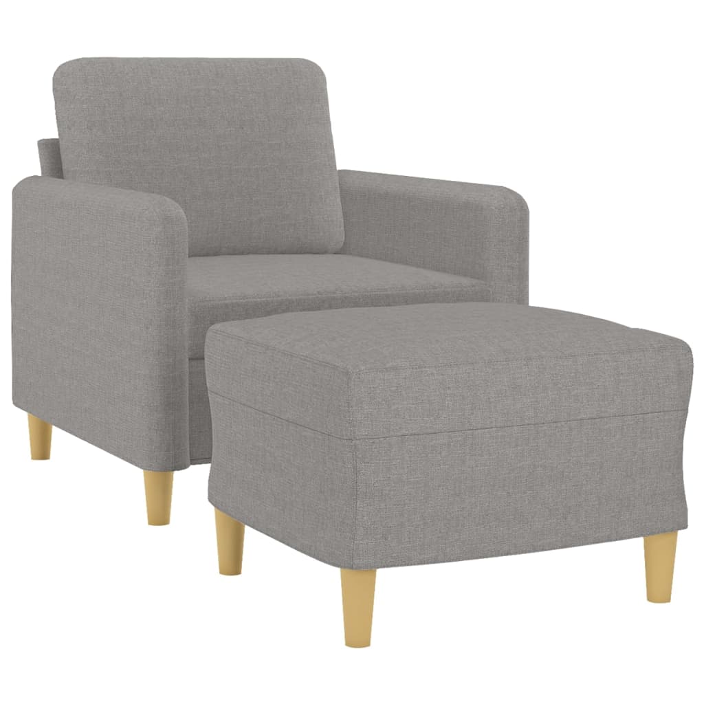 Sofa Chair with Footstool Light Grey 60 cm Fabric