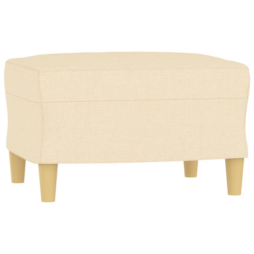 3-Seater Sofa with Footstool Cream 180 cm Fabric