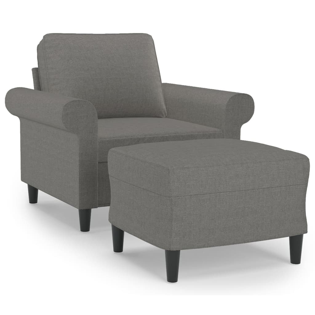 Sofa Chair with Footstool Dark Grey 60 cm Fabric