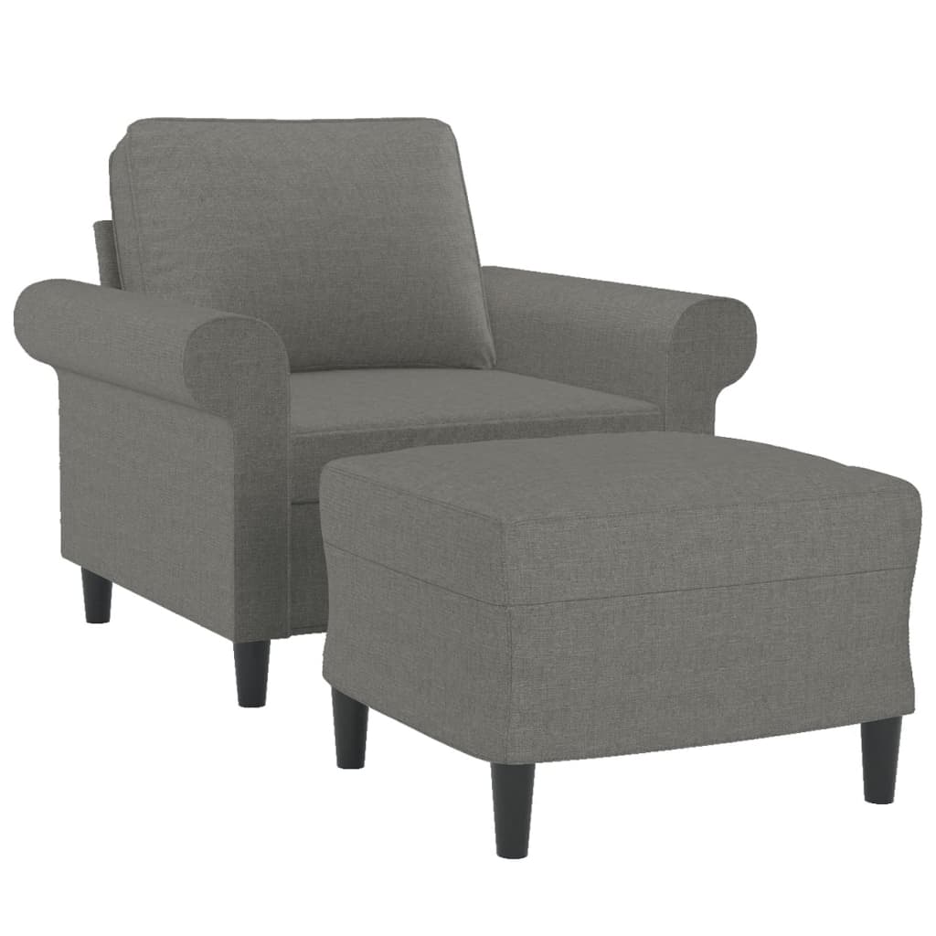 Sofa Chair with Footstool Dark Grey 60 cm Fabric