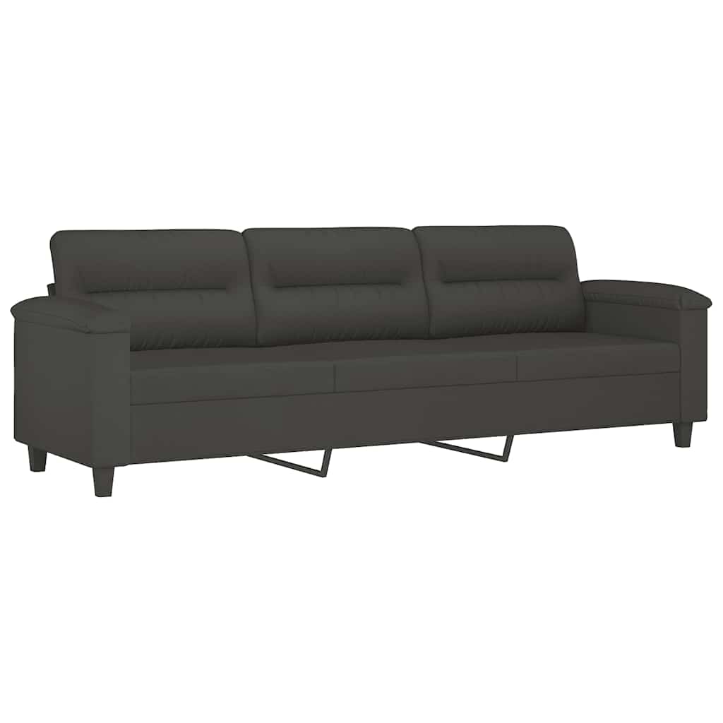 3-Seater Sofa with Footstool Dark Grey 210 cm Microfibre Fabric