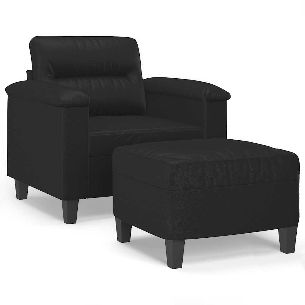 Sofa Chair with Footstool Black 60 cm Faux Leather
