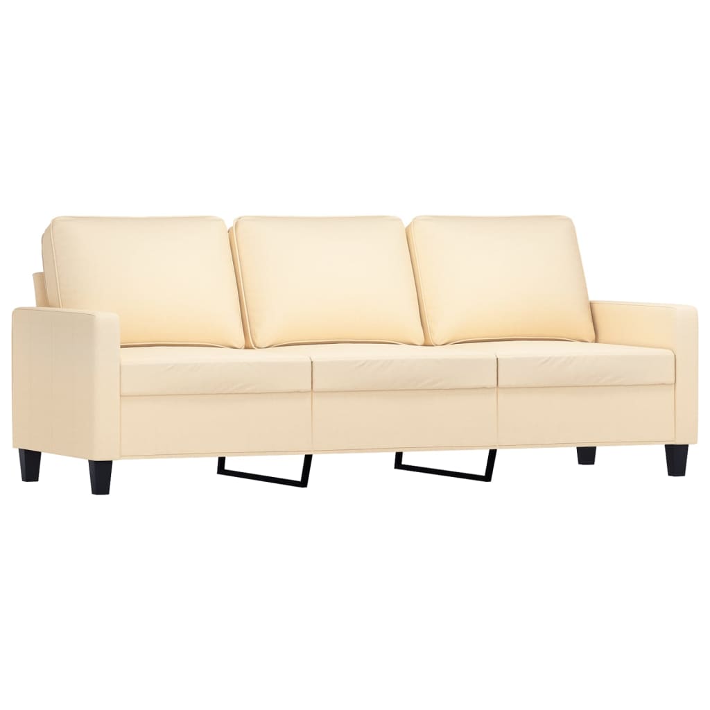 3 Piece Sofa Set with Cushions Cream Fabric