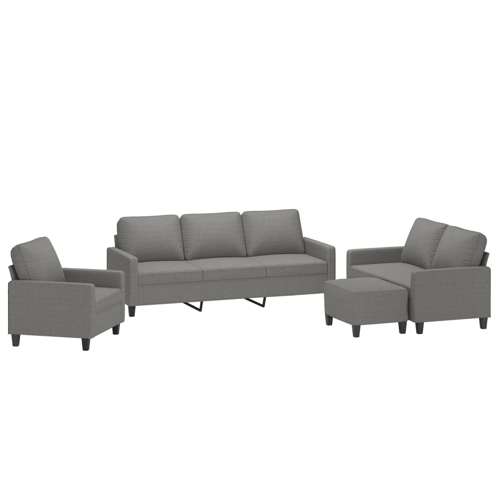 4 Piece Sofa Set with Cushions Dark Grey Fabric