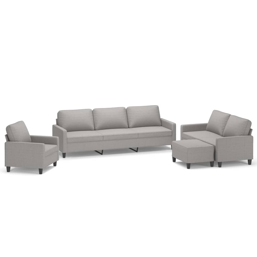 4 Piece Sofa Set with Cushions Light Grey Fabric
