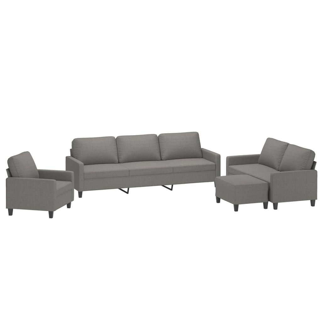 4 Piece Sofa Set with Cushions Dark Grey Fabric