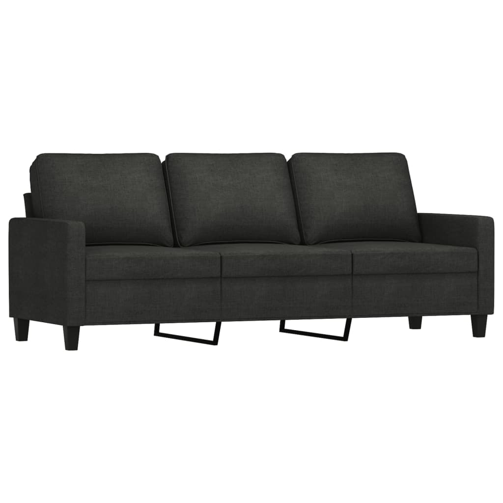 2 Piece Sofa Set with Cushions Black Fabric