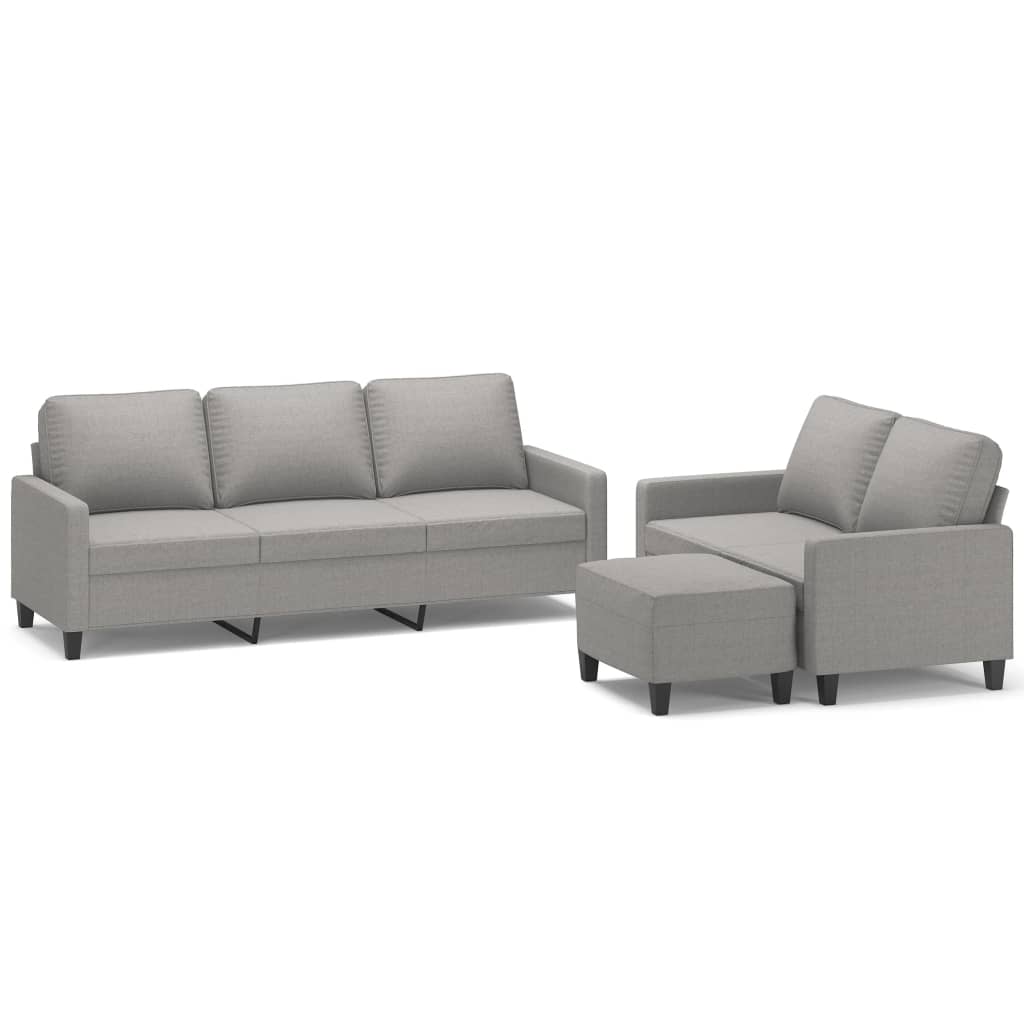 3 Piece Sofa Set with Cushions Light Grey Fabric