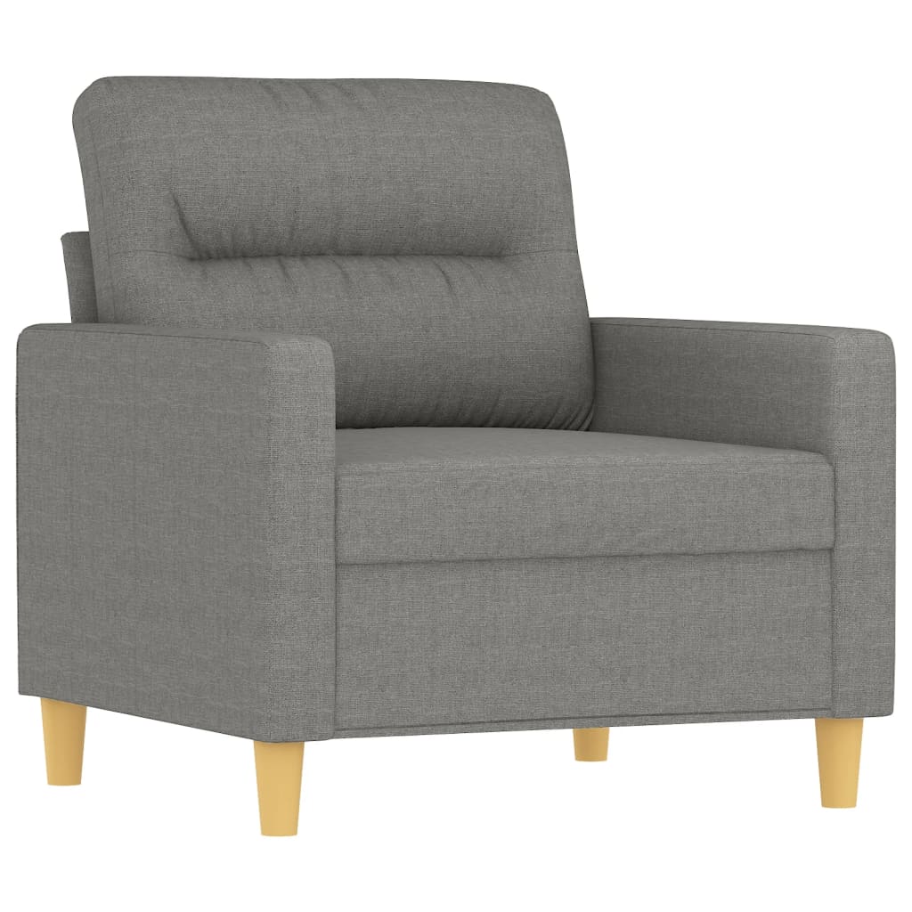 3 Piece Sofa Set with Throw Pillows&Cushions Dark Grey Fabric
