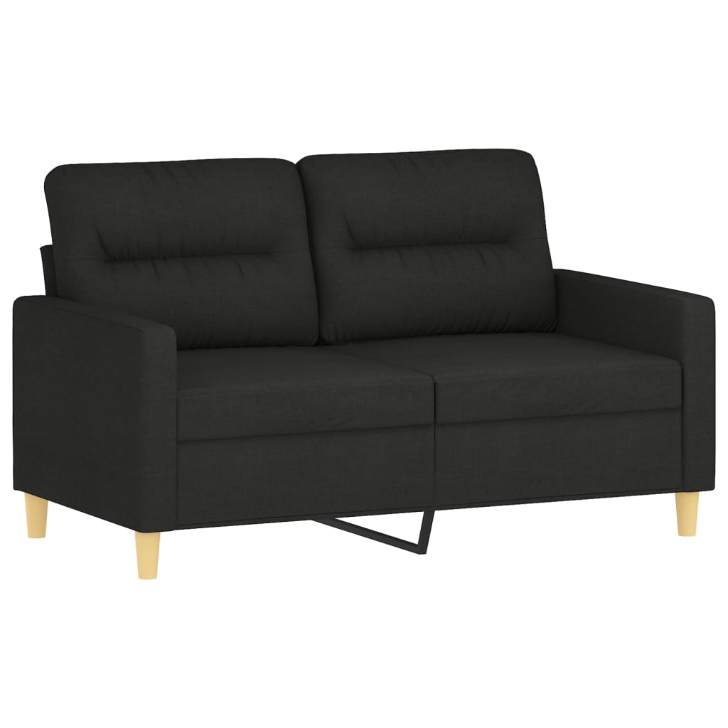 3 Piece Sofa Set with Throw Pillows&Cushions Black Fabric