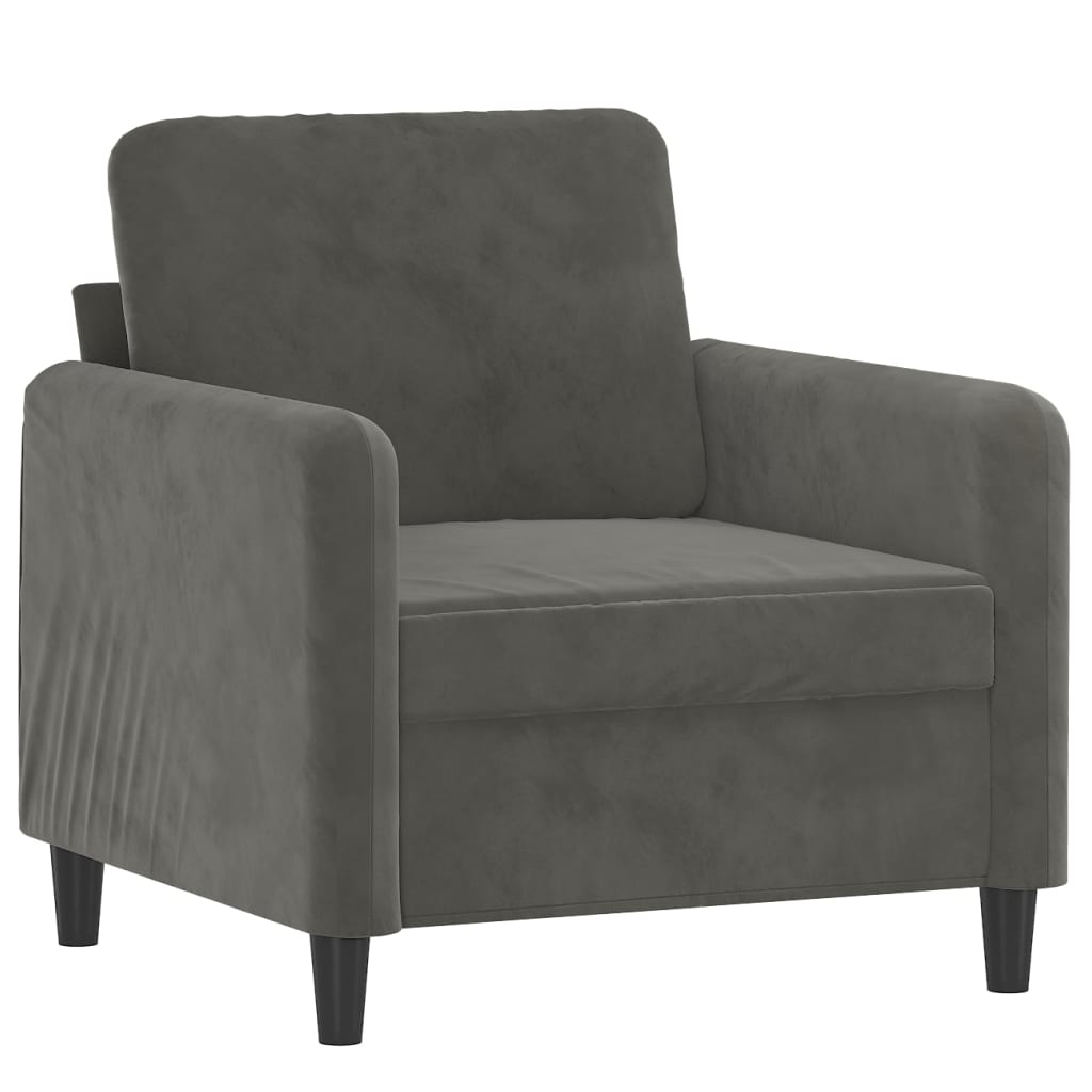 4 Piece Sofa Set with Throw Pillows&Cushions Dark Grey Velvet