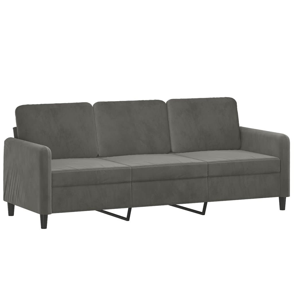 2 Piece Sofa Set with Throw Pillows&Cushions Dark Grey Velvet