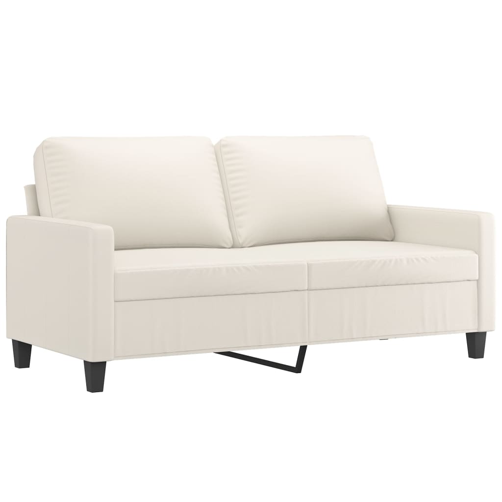 3 Piece Sofa Set with Cushions Cream Faux Leather
