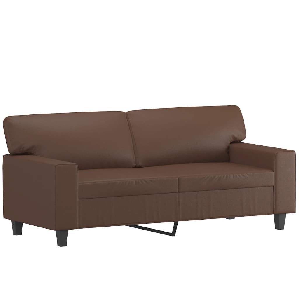 3 Piece Sofa Set with Pillows&Cushions Brown Faux Leather